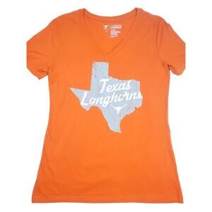 Texas Longhorns Top M Orange Womens T-Shirt Slim Fit Short Sleeve Cotton V-Neck